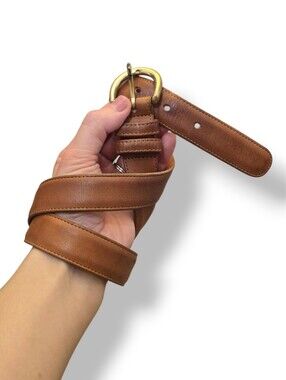 COACH Equestrian Milk Chocolate Leather Belt gold tone Brass Buckle Size 28-29"